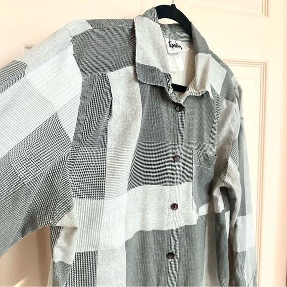 Vintage Black and White Plaid Women's Top - Picture 3 of 4